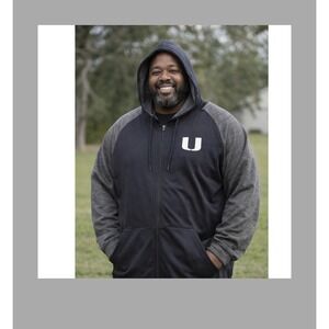 NWT Miami Hurricanes Hoodie Men's 2XT Big & Tall Colosseum Full Zip Black Gray